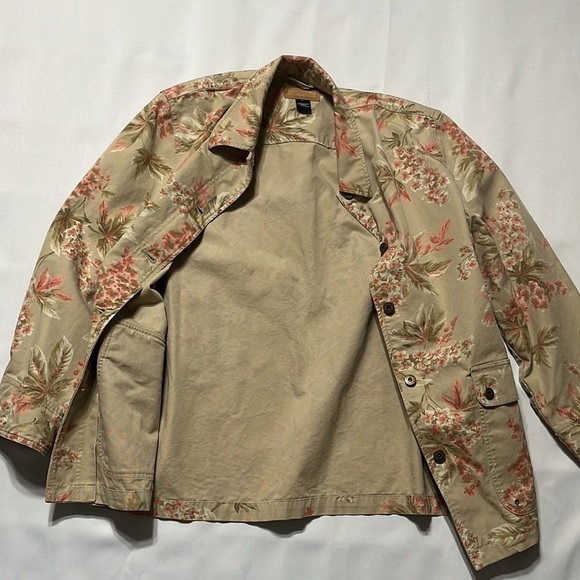 JONES NEW YORK SIGNATURE CANVAS JACKET KHAKI TROPICAL PRINT, SIZE L - Picture 6 of 10